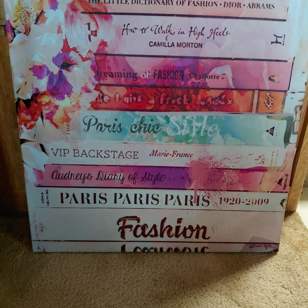 Chic Floral Book Stack Canvas Art
